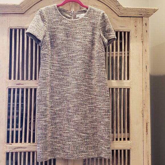 Calvin Klein Short Sleeve Tweed Shift Dress - Picture 1 of 7